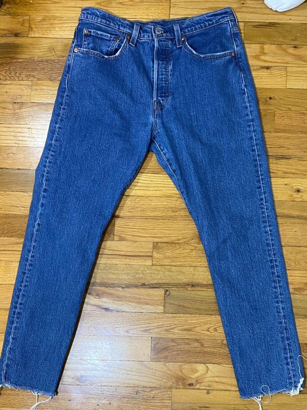 Levis 501 S Premium Jeans Womens 31x27 Skinny Raw Hem Big E 11.5" Rise Cotton
